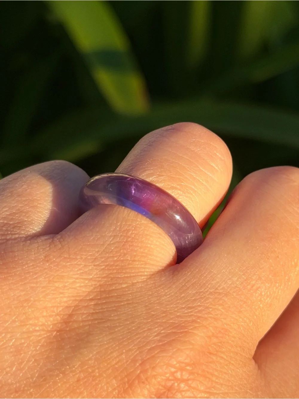 Size 6.25 Translucent Purple Amethyst Dome Ring 2197